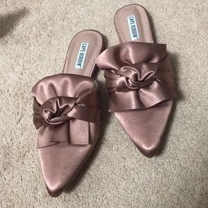 Satin bow mules
